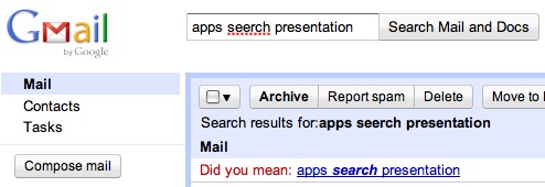 Google Apps Search Corrections