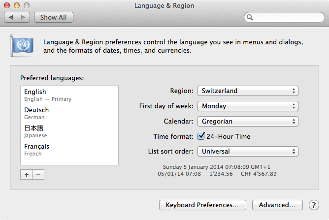 Language & Region
